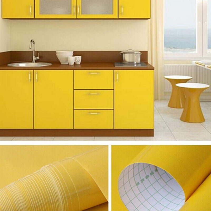 TANONE Countertop Contact Paper Yellow Wallpaper Self Adhesive Vinyl Wrap Thickened Decorative Paper Waterproof for Wallcovering Kitchen Cabinets Wardrobe Furniture Iridescent Glitterï¼ˆ15.7â€œ X78.7â€ï¼‰ - Image 3